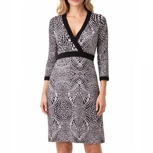 Athleta Brown V-Neck Faux Wrap Floral 3/4 Sleeve Stretch Mini Dress